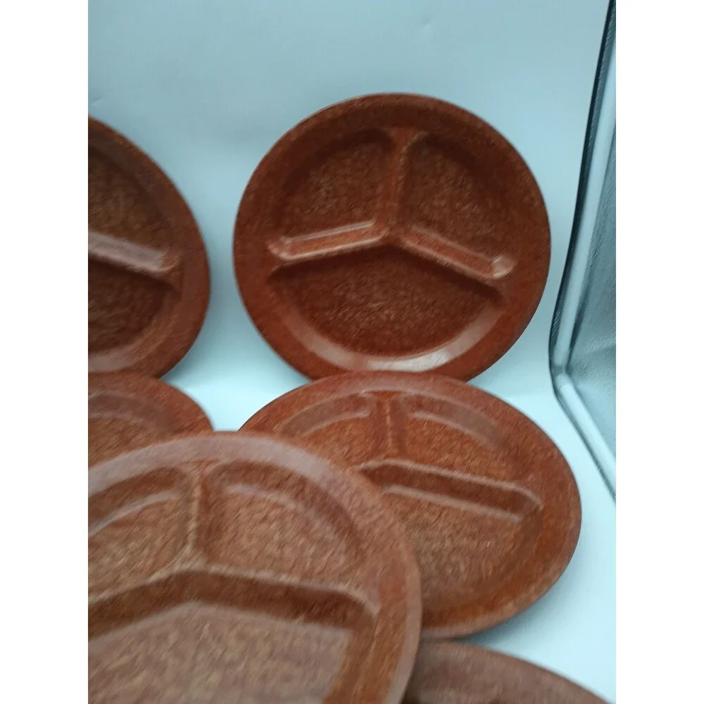 Vtg KYS-ITE Military Melmac Melamine Divided Plates #231 Brown 11